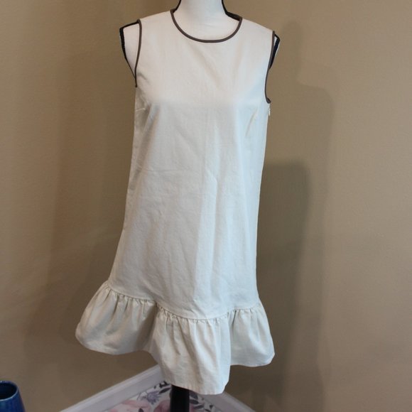"KATE SPADE" LEATHER TRIM RUFFLE HEM DRESS SZ 6 - Picture 2 of 7